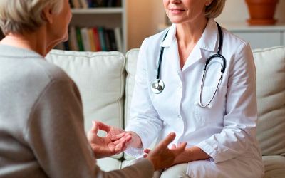 Врач ведёт беседу с пожилой пациенткой